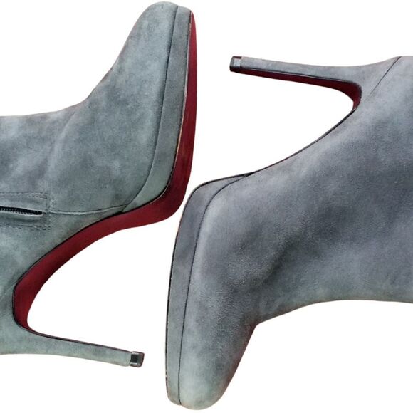 Zara Ankle Bootie Gray Suede Dressy 4" Stiletto Heeled Platform Zips Size 8 - Picture 2 of 11